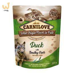 CARNILOVE DOG POUCH DUCK&TIMOTHY GRASS 300G