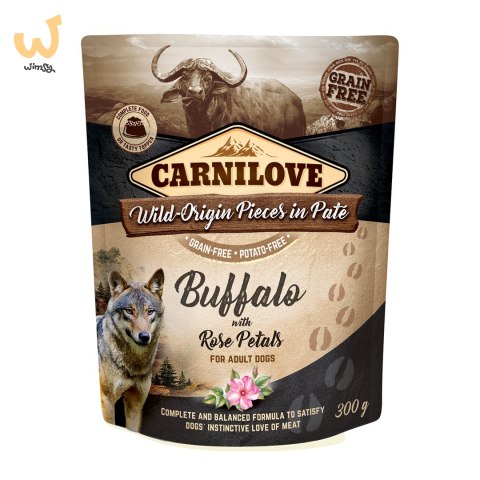 CARNILOVE DOG POUCH WILD BUFFALO&ROSE PETALS 300G CARNILOVE DOG POUCH WILD BUFFALO&ROSE PETALS 300G