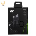 GREEN CELL ZESTAW KABLI KABGCSET04 3X KABEL GC RAY USB - LIGHTNING 30CM, 120CM, 200CM, BIAŁY LED