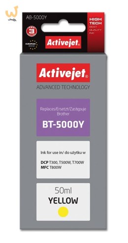 Activejet AB-5000Y Buteleczka z tuszem (zamiennik do Brother BT-5000Y; Supreme; 50 ml; żółty)