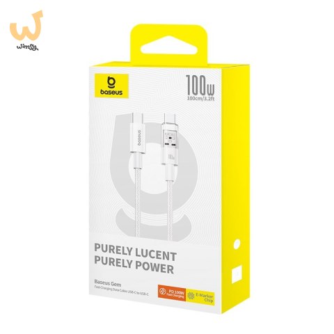Kabel Baseus Gem Typ C-Typ C 100W 1m (biały) Kabel Baseus Gem Typ C-Typ C 100W 1m (biały)