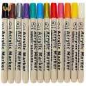 Markery akrylowe do tkanin kamieni pisaki flamastry mazaki wodoodporne DIY 12 szt.