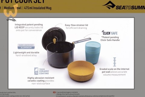 Zestaw garnków SEA TO SUMMIT Frontier UL 1P 3 Piece 2L Pot w/ M Bowl and Ins Mug Zestaw garnków SEA TO SUMMIT Frontier UL 1P 3 Piece 2L Pot w/ M Bowl and Ins Mug