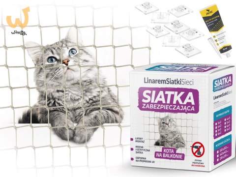 LINAREM Zestaw siatka na balkon dla kota, przeciw ptakom, bez wiercenia 4x3m LINAREM Zestaw siatka na balkon dla kota, przeciw ptakom, bez wiercenia 4x3m