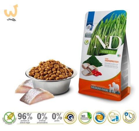 FARMINA N&D Spirulina Herring Adult Medium&Maxi - sucha karma dla psa - 7 kg FARMINA N&D Spirulina Herring Adult Medium&Maxi - sucha karma dla psa - 7 kg