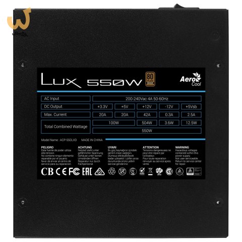 ZASILACZ AEROCOOL PGS LUX 550W 80+ Bronze ZASILACZ AEROCOOL PGS LUX 550W 80+ Bronze