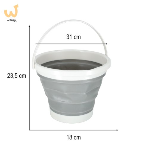 Wiadro silikonowe składane na camping grzyby ryby 10 L szary Wiadro silikonowe składane na camping grzyby ryby 10 L szary