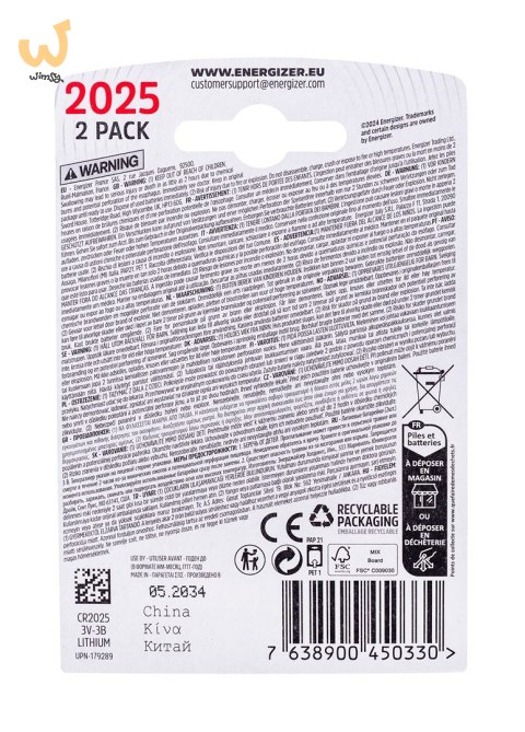 BATERIA ENERGIZER SPECJALISTYCZNA CR2025/2, 3V, ECO BATERIA ENERGIZER SPECJALISTYCZNA CR2025/2, 3V, ECO