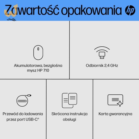 Mysz HP 710 Rechargeable Silent Mouse Black bezprzewodowa z akumulatorem czarna 6E6F2AA Mysz HP 710 Rechargeable Silent Mouse Black bezprzewodowa z akumulatorem czarna 6E6F2AA