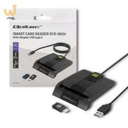 QOLTEC CZYTNIK CHIPOWYCH KART ID INTELIGENTNY | SCR-0634 | USB TYP C