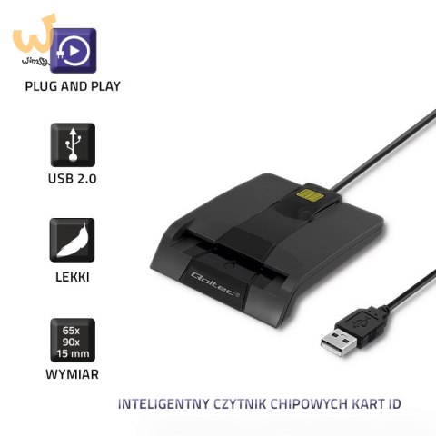 QOLTEC CZYTNIK CHIPOWYCH KART ID INTELIGENTNY | SCR-0634 | USB TYP C QOLTEC CZYTNIK CHIPOWYCH KART ID INTELIGENTNY | SCR-0634 | USB TYP C