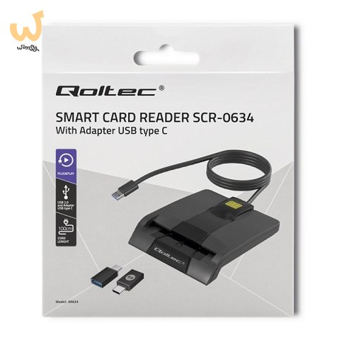 QOLTEC CZYTNIK CHIPOWYCH KART ID INTELIGENTNY | SCR-0634 | USB TYP C QOLTEC CZYTNIK CHIPOWYCH KART ID INTELIGENTNY | SCR-0634 | USB TYP C