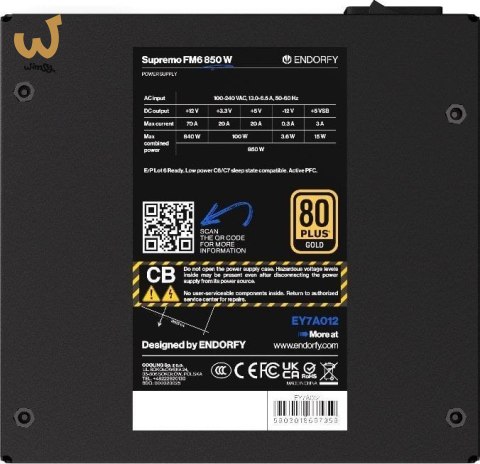 Zasilacz ENDORFY Supremo FM6 850 W EY7A012 Zasilacz ENDORFY Supremo FM6 850 W EY7A012