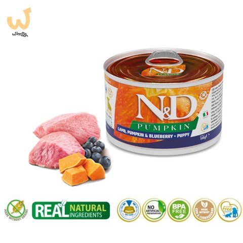 FARMINA N&D Dog Lamb, pumpkin, blueberry Mini Puppy - mokra karma dla szczeniąt - 140 g FARMINA N&D Dog Lamb, pumpkin, blueberry Mini Puppy - mokra karma dla szczeniąt - 140 g