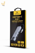 GEMBIRD MULTI ADAPTER USB TYP-C 5W1 (HUB + HDMI + PD + CZYTNIK KART + LAN) SREBRNY