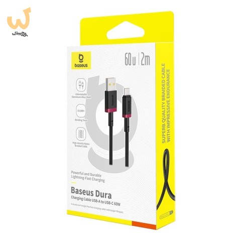 Kabel Baseus Dura USB-Typ C 60W 1m (czerwono-czarny) Kabel Baseus Dura USB-Typ C 60W 1m (czerwono-czarny)