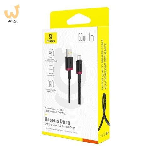 Kabel Baseus Dura USB-Typ C 60W 2m (czerwono-czarny) Kabel Baseus Dura USB-Typ C 60W 2m (czerwono-czarny)