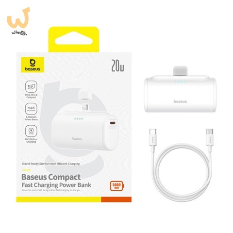 Powerbank Baseus Compact IP 5000mAh 20W USB-C/Lightning (biały) Powerbank Baseus Compact IP 5000mAh 20W USB-C/Lightning (biały)