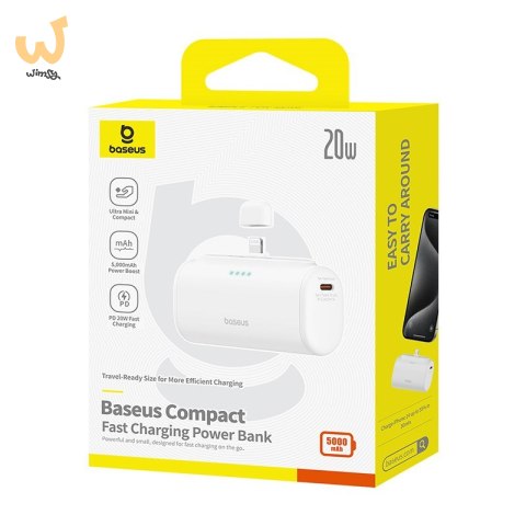 Powerbank Baseus Compact IP 5000mAh 20W USB-C/Lightning (biały) Powerbank Baseus Compact IP 5000mAh 20W USB-C/Lightning (biały)