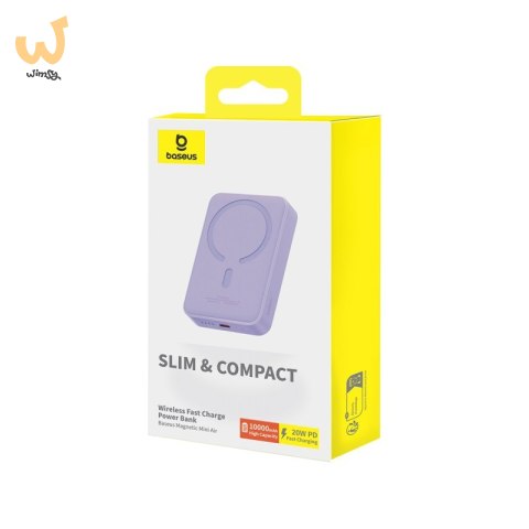 Powerbank Baseus Magnetic Mini Air Wireless 10000mAh 20W+kabel USB C-USB C (fiolet) Powerbank Baseus Magnetic Mini Air Wireless 10000mAh 20W+kabel USB C-USB C (fiolet)