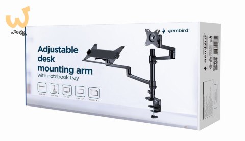 GEMBIRD BIURKOWE REGULOWANE RAMIĘ/UCHWYT NA MONITOR + PODSTAWKA NA NOTEBOOKA 17-32, VESA 100X100MM, DO 8 KG GEMBIRD BIURKOWE REGULOWANE RAMIĘ/UCHWYT NA MONITOR + PODSTAWKA NA NOTEBOOKA 17-32, VESA 100X100MM, DO 8 KG