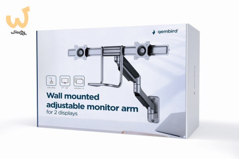 GEMBIRD ŚCIENNE REGULOWANE RAMIĘ/UCHWYT NA 2 MONITORY 17-32, VESA 100X100MM, DO 8 KG GEMBIRD ŚCIENNE REGULOWANE RAMIĘ/UCHWYT NA 2 MONITORY 17-32, VESA 100X100MM, DO 8 KG