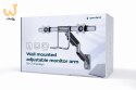 GEMBIRD ŚCIENNE REGULOWANE RAMIĘ/UCHWYT NA 2 MONITORY 17-32, VESA 100X100MM, DO 8 KG