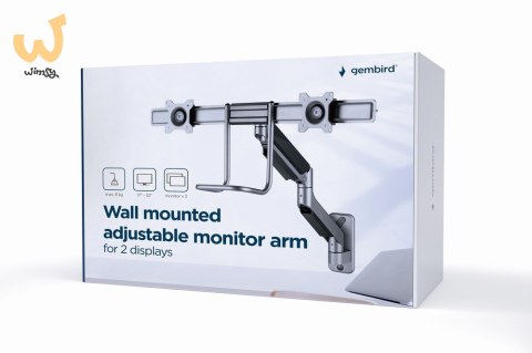 GEMBIRD ŚCIENNE REGULOWANE RAMIĘ/UCHWYT NA 2 MONITORY 17-32, VESA 100X100MM, DO 8 KG GEMBIRD ŚCIENNE REGULOWANE RAMIĘ/UCHWYT NA 2 MONITORY 17-32, VESA 100X100MM, DO 8 KG