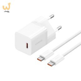 Ładowarka Baseus GaN5 mini 1C 30W EU+kabel USB-C (moon white)