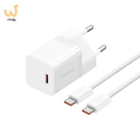 Ładowarka Baseus GaN5 mini 1C 30W EU+kabel USB-C (moon white) Ładowarka Baseus GaN5 mini 1C 30W EU+kabel USB-C (moon white)