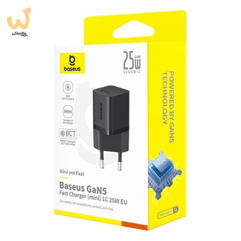 Ładowarka Baseus GaN5mini 1C 25W+kabel USB-C czarny Ładowarka Baseus GaN5mini 1C 25W+kabel USB-C czarny