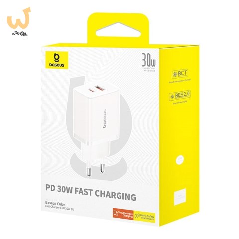 Ładowarka sieciowa Baseus Cube C+U 30W EU (moon white) Ładowarka sieciowa Baseus Cube C+U 30W EU (moon white)