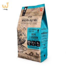 Wiejska Zagroda indyk z łososiem sucha karma dla dorosłych kotów 10kg
