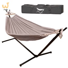 Hamak ze stelażem ogrodowy dwuosobowy huśtawka stelaż stojak do hamaka duży mocny + pokrowiec 200cm 100kg