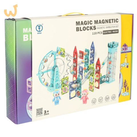 Klocki magnetyczne magnetic sticks marble tor kulkowy z dźwiękiem muzyką grający 118 elementów Klocki magnetyczne magnetic sticks marble tor kulkowy z dźwiękiem muzyką grający 118 elementów