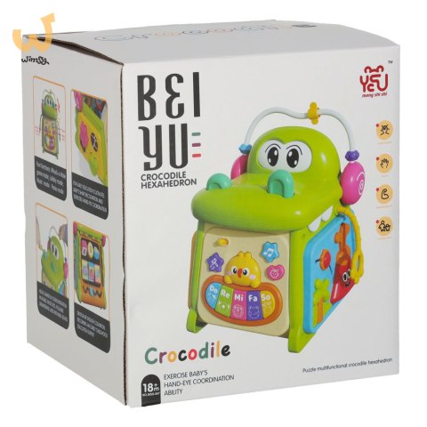 Kostka edukacyjna sorter z pianinkiem krokodyl 4w1 Kostka edukacyjna sorter z pianinkiem krokodyl 4w1