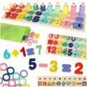 Liczydło drewniane sorter cyfry montessori 3w1 13x36cm