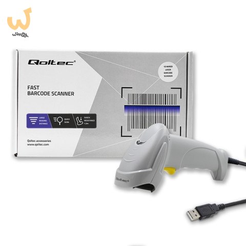 QOLTEC CZYTNIK KODÓW KRESKOWYCH LASEROWY | 1D | USB | BIAŁY QOLTEC CZYTNIK KODÓW KRESKOWYCH LASEROWY | 1D | USB | BIAŁY