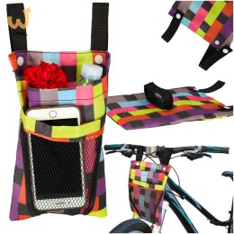 Torba na rower hulajnogę kierownicę telefon sakwa rowerowa kolorowa kratka