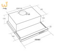 Okap podszafkowy teleskopowy AKPO WK-7 LIGHT GLASS 50 INOX CZARNY (500mm; kolor inox, front czarne szkło)