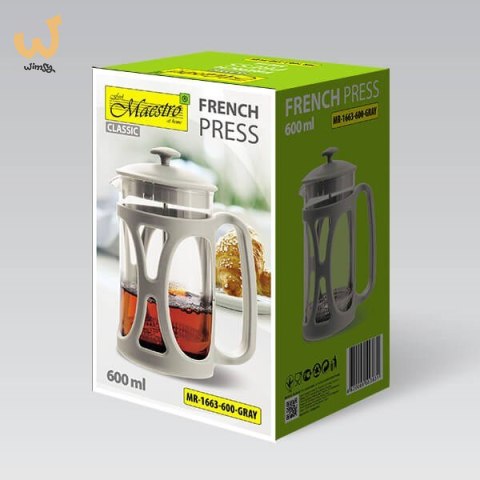 Prasa francuska MAESTRO 600ML MR-1663-600-GRAY Prasa francuska MAESTRO 600ML MR-1663-600-GRAY