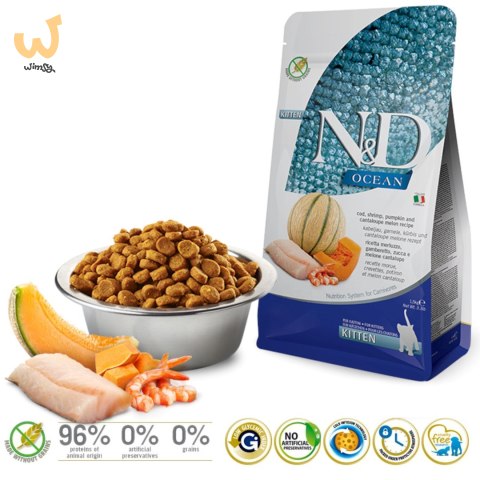 FARMINA N&D Ocean Cat Cod, Shrimp&Pumpkin - sucha karma dla kociąt - 1,5 kg FARMINA N&D Ocean Cat Cod, Shrimp&Pumpkin - sucha karma dla kociąt - 1,5 kg