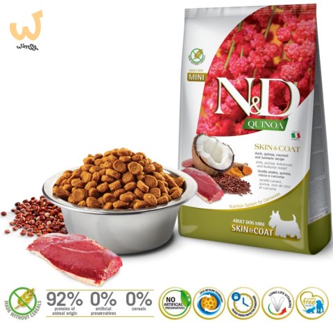 FARMINA N&D Quinoa Dog Skin&Coat Duck, coconut Adult Mini - sucha karma dla psa - 800g FARMINA N&D Quinoa Dog Skin&Coat Duck, coconut Adult Mini - sucha karma dla psa - 800g