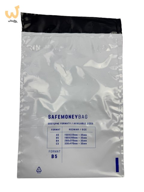 SAFEMONEYBAG Koperty bezpiecznie depozytowe biała B4 260mmx370mm+35mm 100 szt SAFEMONEYBAG Koperty bezpiecznie depozytowe biała B4 260mmx370mm+35mm 100 szt