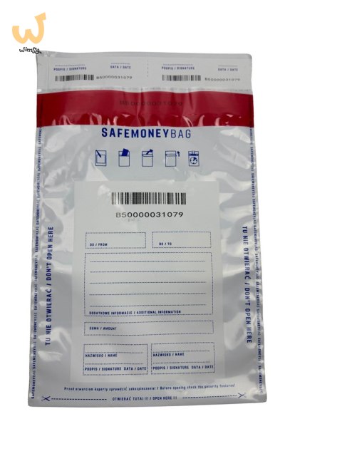 SAFEMONEYBAG Koperty bezpiecznie depozytowe biała B5 190mmx260mm+35mm 100 szt SAFEMONEYBAG Koperty bezpiecznie depozytowe biała B5 190mmx260mm+35mm 100 szt
