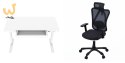 Zestaw Biurko TUCKANO białe + Fotel ergonomiczny GEMBIRD czarny