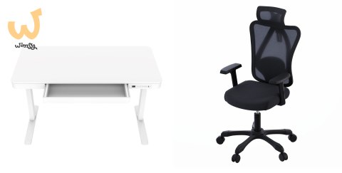 Zestaw Biurko TUCKANO białe + Fotel ergonomiczny GEMBIRD czarny
