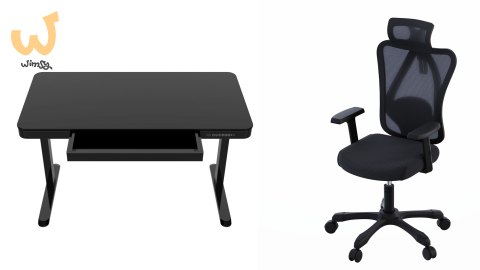 Zestaw Biurko TUCKANO czarne + Fotel ergonomiczny GEMBIRD czarny Zestaw Biurko TUCKANO czarne + Fotel ergonomiczny GEMBIRD czarny