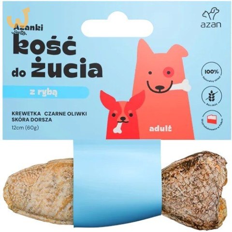 AZANKI Kość z krewetką skórze dorsza KSZTAŁT RYBKI 12cm
