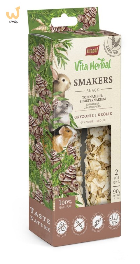 VITA HERBAL Smakers topinambur z pasternakiem - przysmak dla gryzoni i królika - 2 szt VITA HERBAL Smakers topinambur z pasternakiem - przysmak dla gryzoni i królika - 2 szt